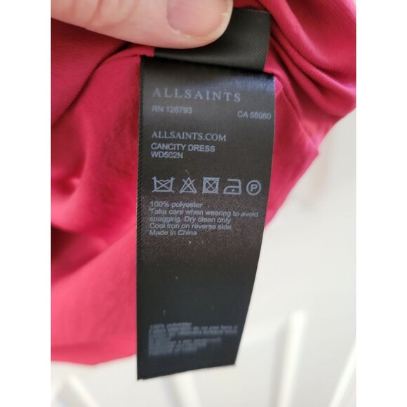 ALL SAINTS Womens Cocktail Red faux wrap dress Size 4 Holiday Christmas Event - Picture 7 of 8